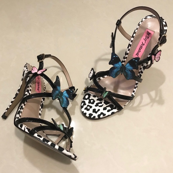 betsey johnson vandi butterfly strappy stiletto sandals